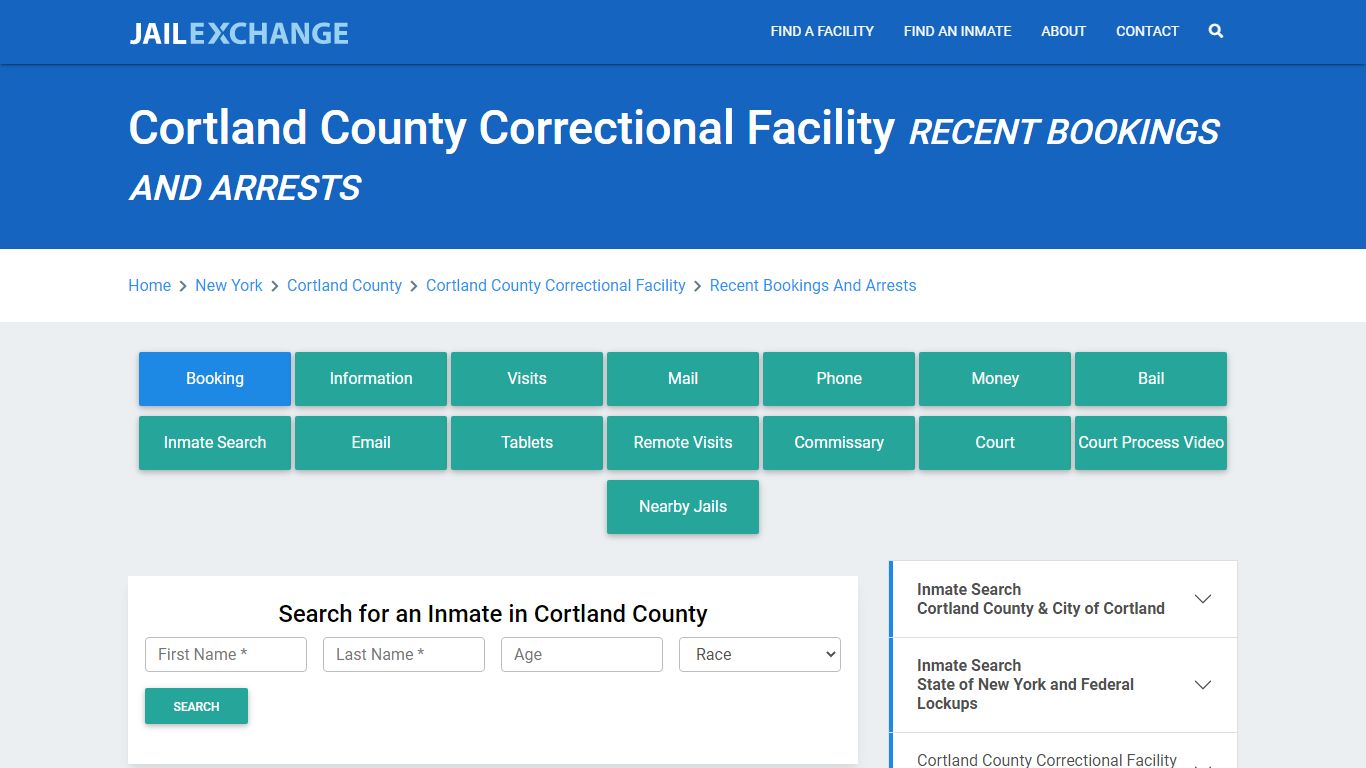 Cortland County Correctional Facility Recent Bookings And Arrests