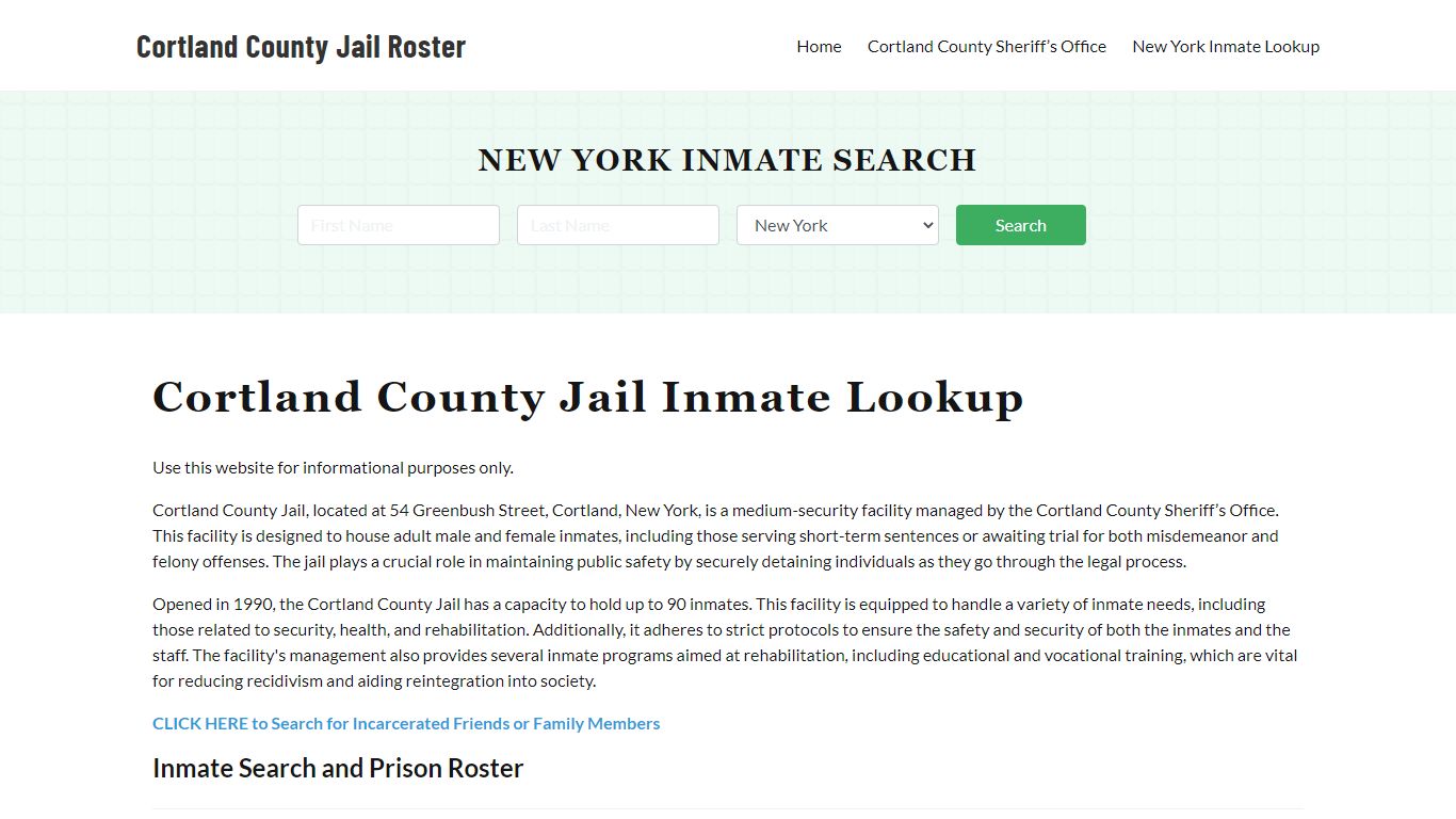 Cortland County Jail Roster Lookup, NY, Inmate Search