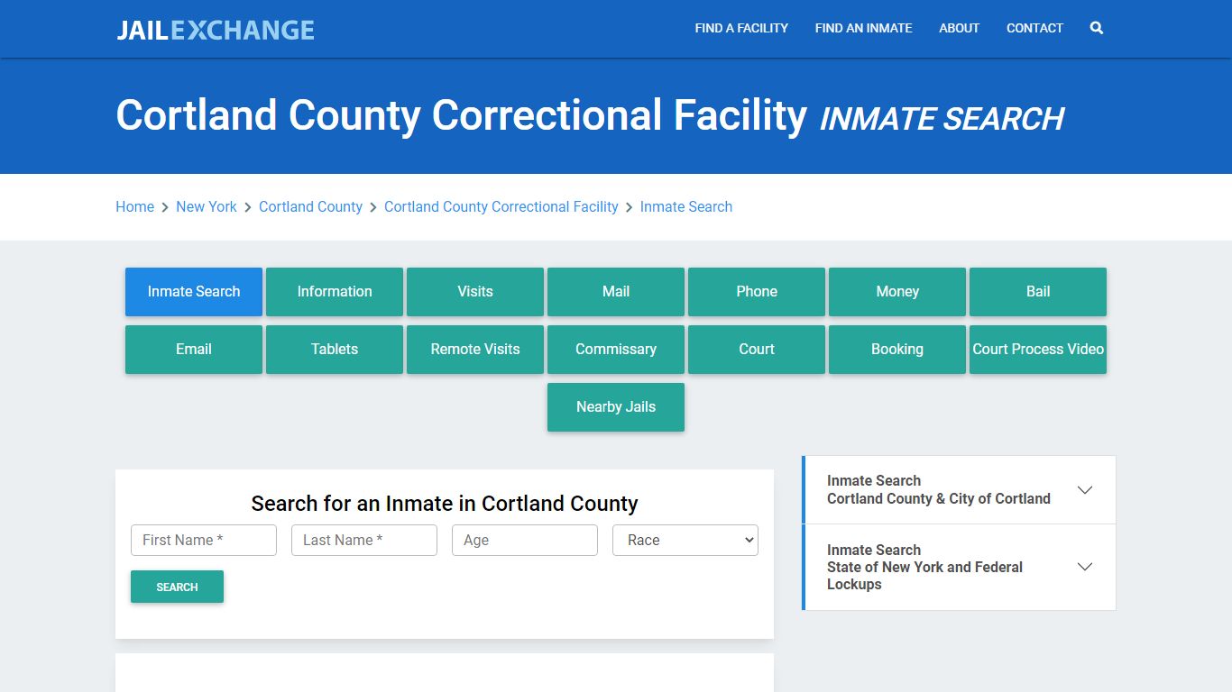 Cortland County Correctional Facility Inmate Search - Jail Exchange